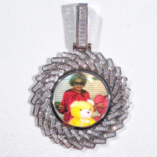 Large 3D Baguette Custom Picture Pendant