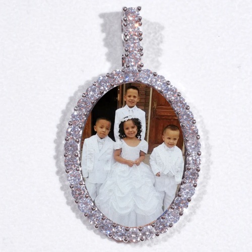 Large 3D Oval Custom Picture Pendant