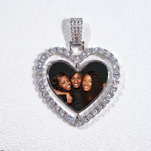 3D Spinning 2-Faced Heart Custom Picture Pendant