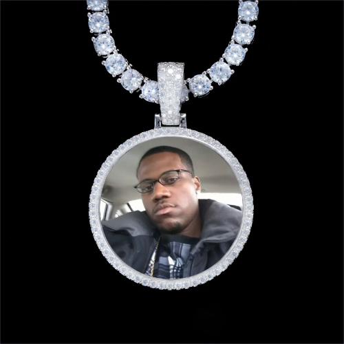 925S & VVS Moissanite 3D Circle Custom Picture Pendant