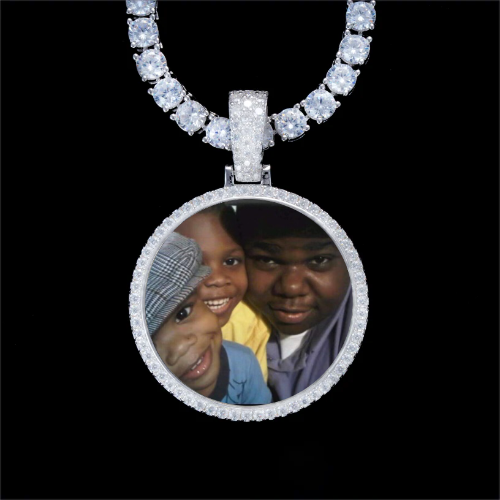925S & VVS Moissanite 3D Circle Custom Picture Pendant