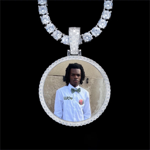 925S & VVS Moissanite 3D Circle Custom Picture Pendant