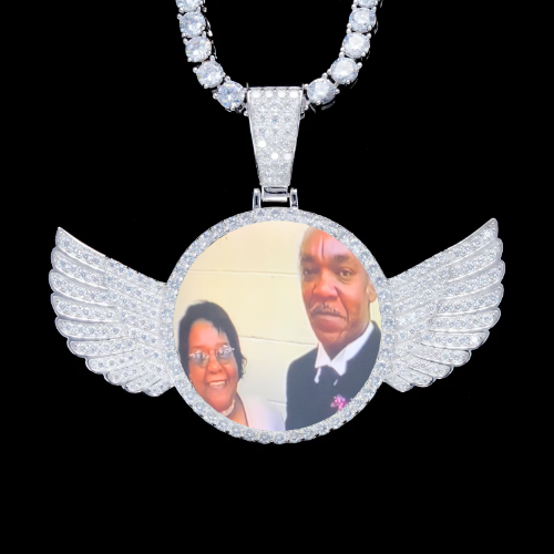 925S & VVS Moissanite 3D Wing Custom Picture Pendant