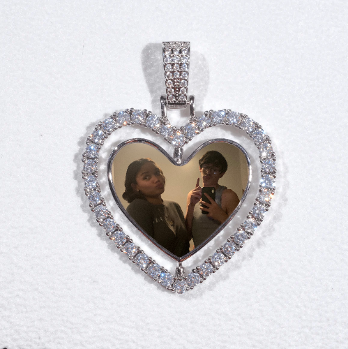 3D Spinning 2-Faced Heart Custom Picture Pendant