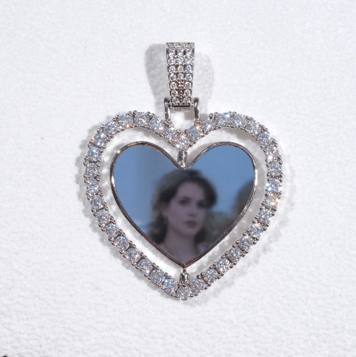 3D Spinning 2-Faced Heart Custom Picture Pendant