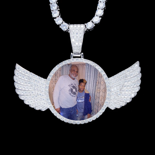 925S & VVS Moissanite 3D Wing Custom Picture Pendant