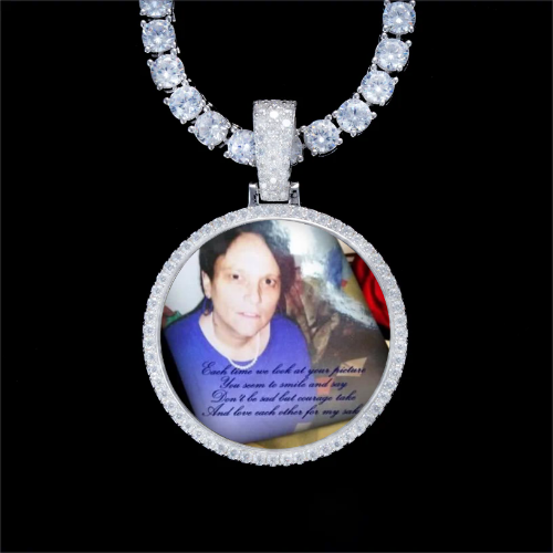 925S & VVS Moissanite 3D Circle Custom Picture Pendant