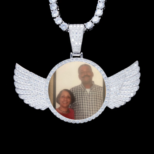 925S & VVS Moissanite 3D Wing Custom Picture Pendant