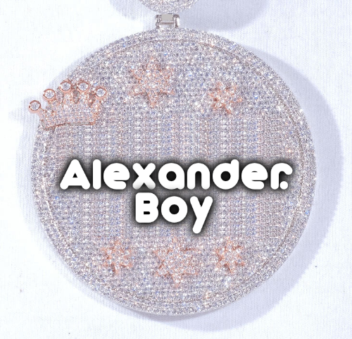 CUSTOM LETTER NECKLACE 3D BIG CROWN DISC
