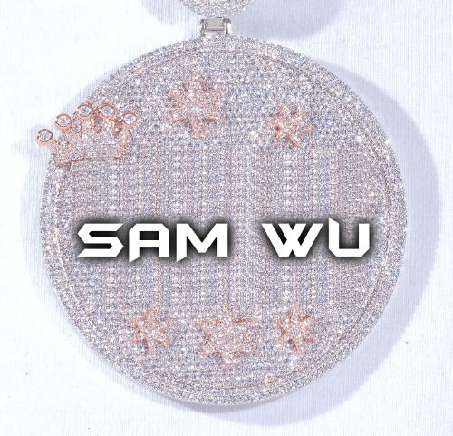 CUSTOM LETTER NECKLACE 3D BIG CROWN DISC