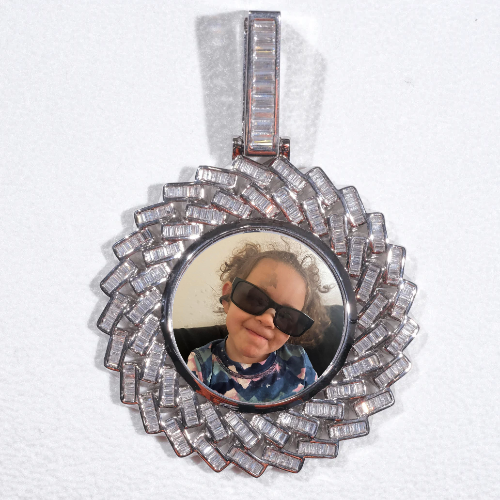 Large 3D Baguette Custom Picture Pendant