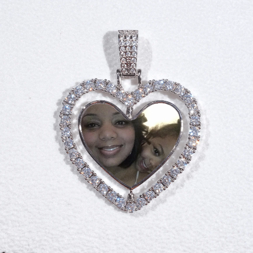 3D Spinning 2-Faced Heart Custom Picture Pendant