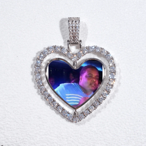 3D Spinning 2-Faced Heart Custom Picture Pendant