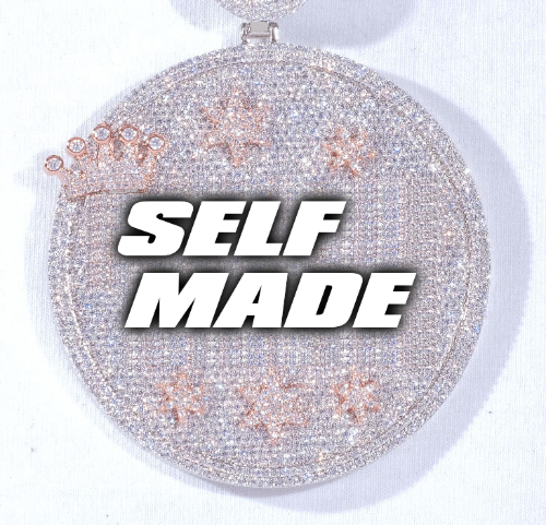 CUSTOM LETTER NECKLACE 3D BIG CROWN DISC