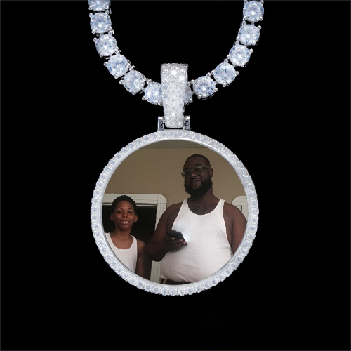 925S & VVS Moissanite 3D Circle Custom Picture Pendant