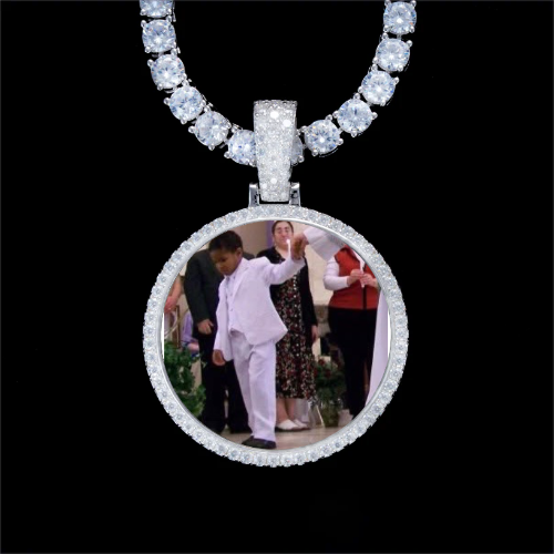 925S & VVS Moissanite 3D Circle Custom Picture Pendant