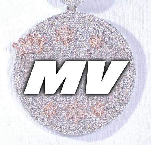 CUSTOM LETTER NECKLACE 3D BIG CROWN DISC