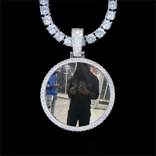 925S & VVS Moissanite 3D Circle Custom Picture Pendant
