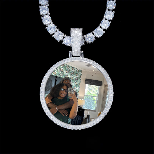 925S & VVS Moissanite 3D Circle Custom Picture Pendant