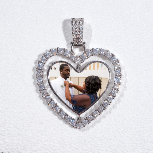 3D Spinning 2-Faced Heart Custom Picture Pendant