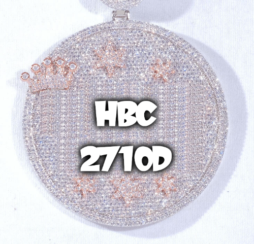 CUSTOM LETTER NECKLACE 3D BIG CROWN DISC