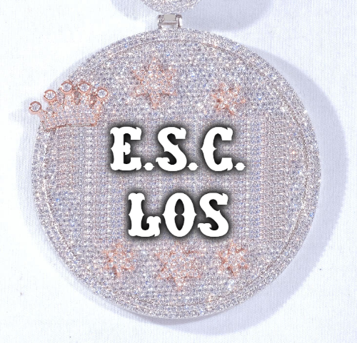 CUSTOM LETTER NECKLACE 3D BIG CROWN DISC