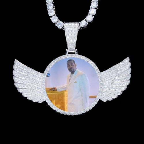 925S & VVS Moissanite 3D Wing Custom Picture Pendant