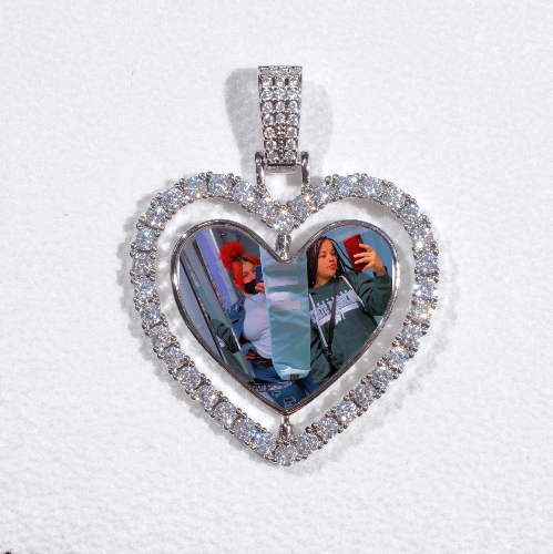 3D Spinning 2-Faced Heart Custom Picture Pendant