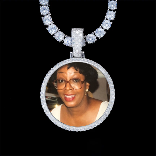 925S & VVS Moissanite 3D Circle Custom Picture Pendant
