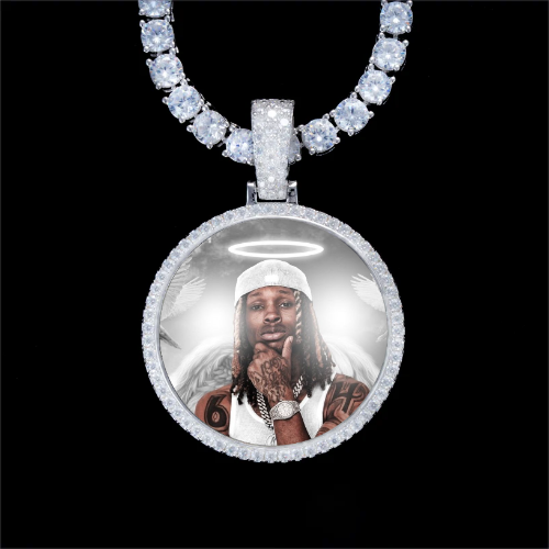 925S & VVS Moissanite 3D Circle Custom Picture Pendant