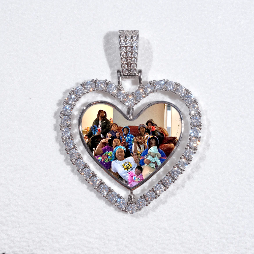 3D Spinning 2-Faced Heart Custom Picture Pendant