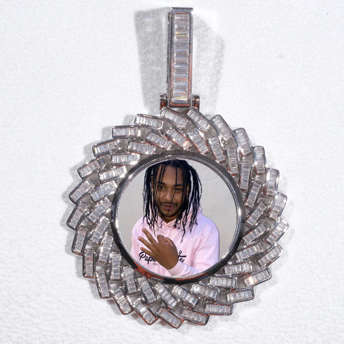 Large 3D Baguette Custom Picture Pendant