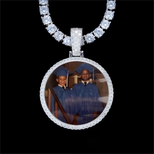 925S & VVS Moissanite 3D Circle Custom Picture Pendant