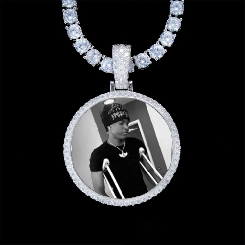 925S & VVS Moissanite 3D Circle Custom Picture Pendant