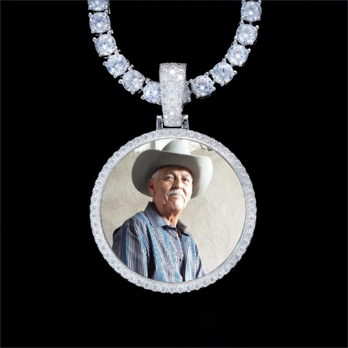 925S & VVS Moissanite 3D Circle Custom Picture Pendant