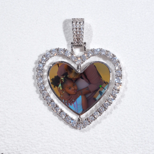 3D Spinning 2-Faced Heart Custom Picture Pendant