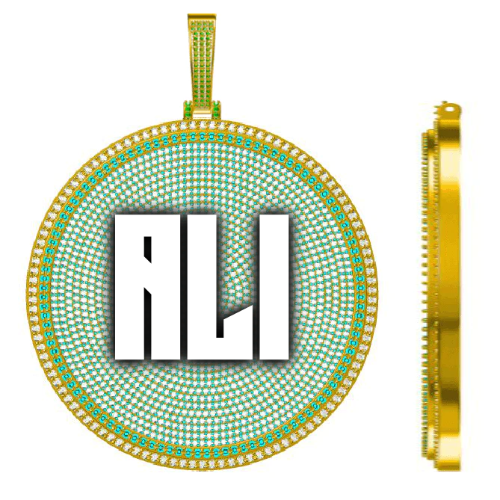 CUSTOM LETTER NECKLACE 3D BIG DISC