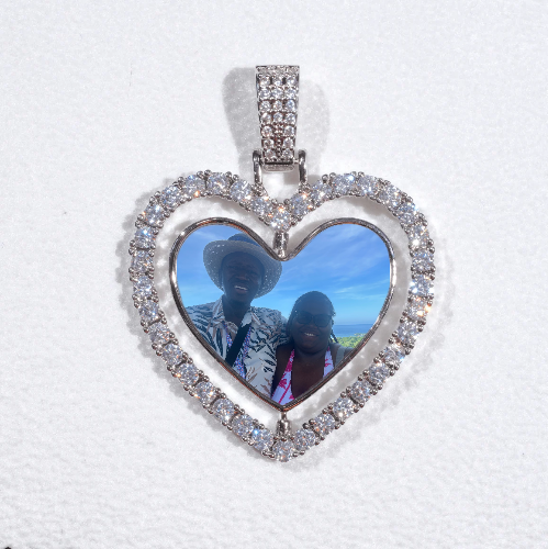 3D Spinning 2-Faced Heart Custom Picture Pendant