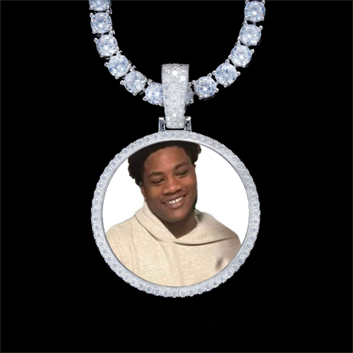 925S & VVS Moissanite 3D Circle Custom Picture Pendant