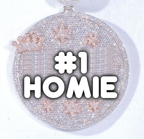 CUSTOM LETTER NECKLACE 3D BIG CROWN DISC