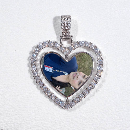 3D Spinning 2-Faced Heart Custom Picture Pendant