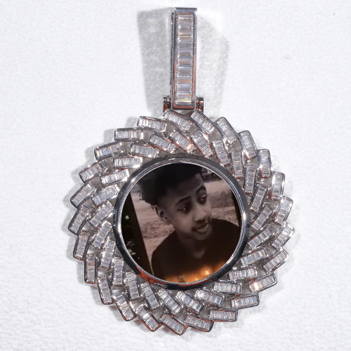 Large 3D Baguette Custom Picture Pendant