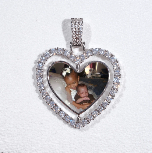 3D Spinning 2-Faced Heart Custom Picture Pendant