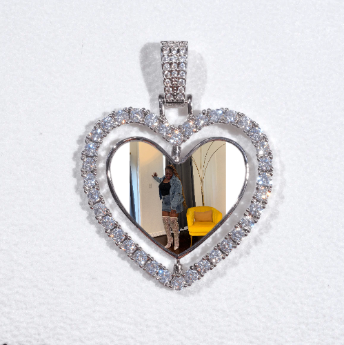 3D Spinning 2-Faced Heart Custom Picture Pendant