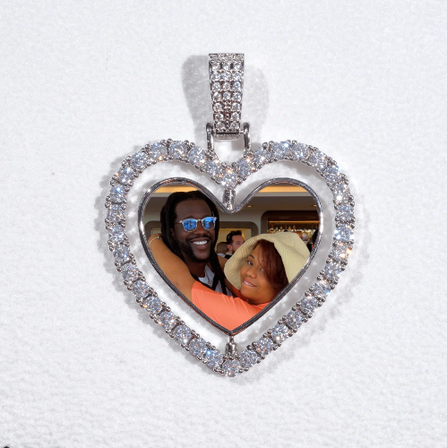 3D Spinning 2-Faced Heart Custom Picture Pendant