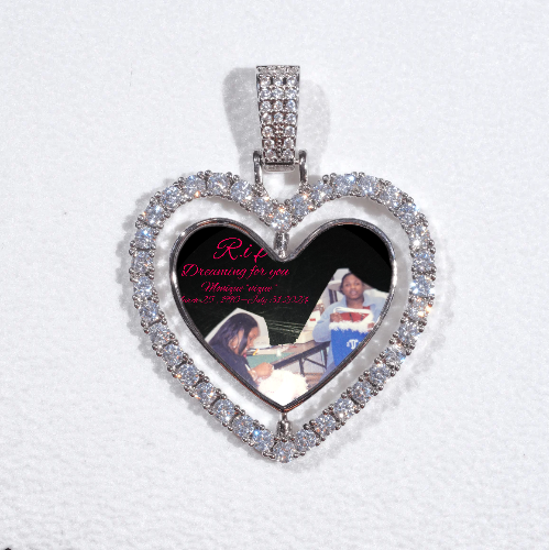 3D Spinning 2-Faced Heart Custom Picture Pendant