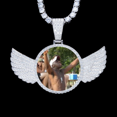 925S & VVS Moissanite 3D Wing Custom Picture Pendant