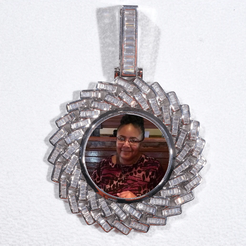 Large 3D Baguette Custom Picture Pendant