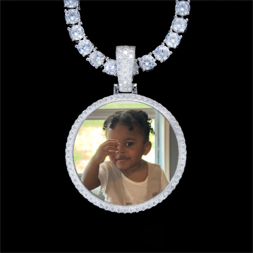 925S & VVS Moissanite 3D Circle Custom Picture Pendant