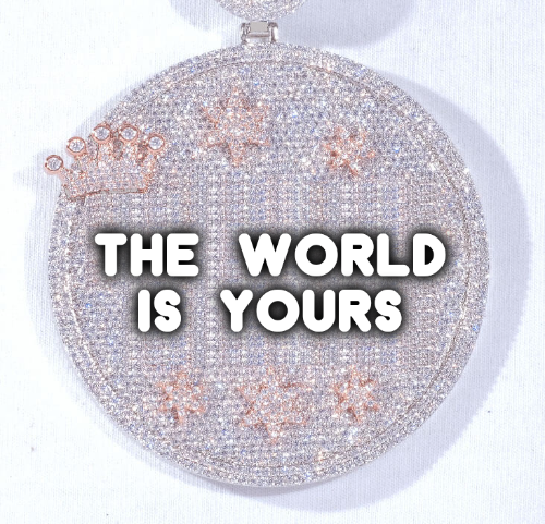 CUSTOM LETTER NECKLACE 3D BIG CROWN DISC